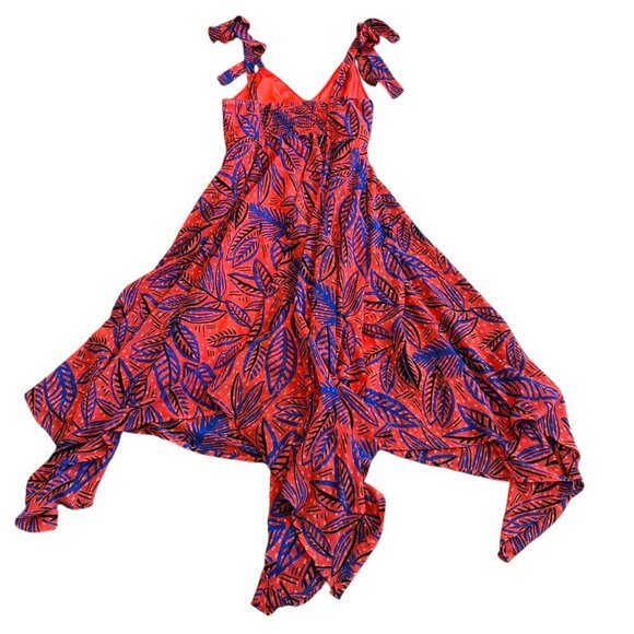 Alexis For Target Flowy Hem Leaf Print Dress Tie Shoulders Smocked Top Small - Picture 7 of 12